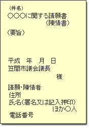請願・陳情の書式例2