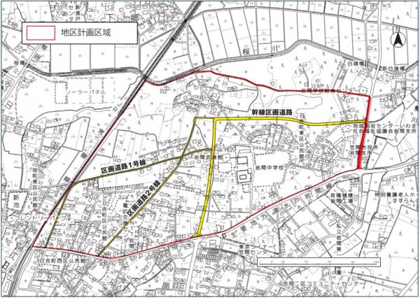 岩間駅北東部地区計画区域図