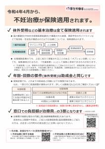 （厚生労働省リーフレット）不妊治療の保険適用・表