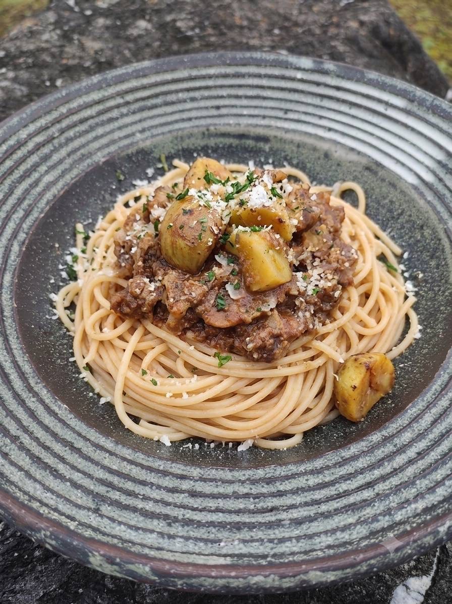 栗入りボロネーゼパスタ